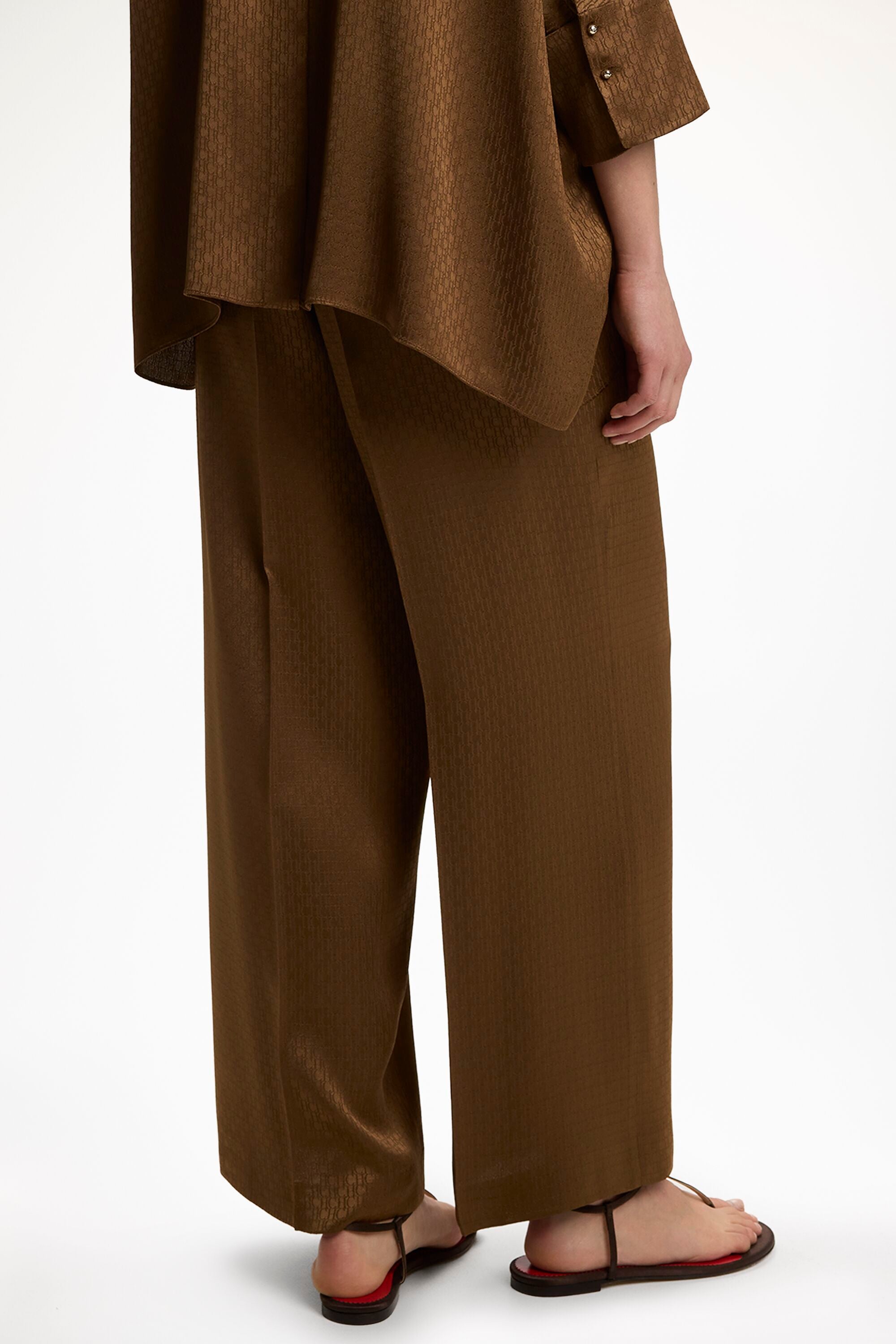 CH Jacquard Pyjama-Style Pants chocolate - CH Carolina Herrera