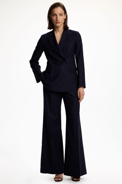 WOOL TWILL STRAIGHT-LEG PANTS