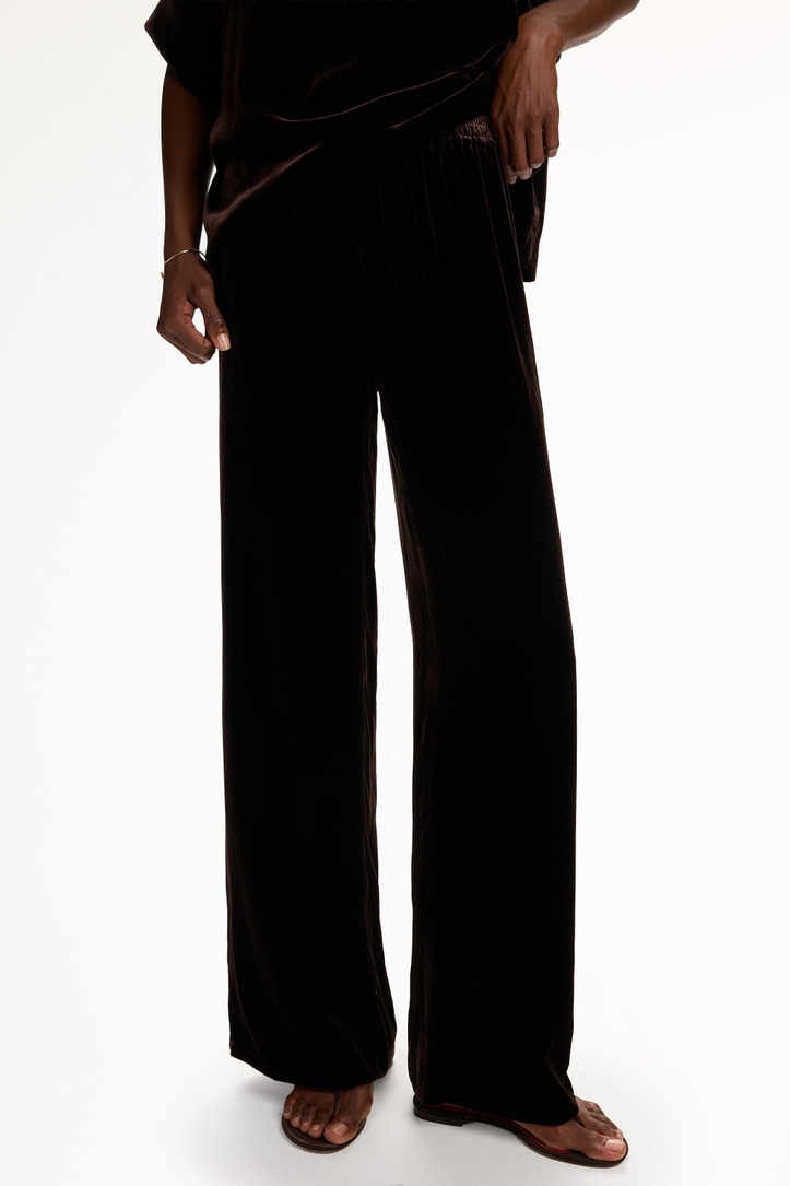 Velvet Straight-Leg Pants