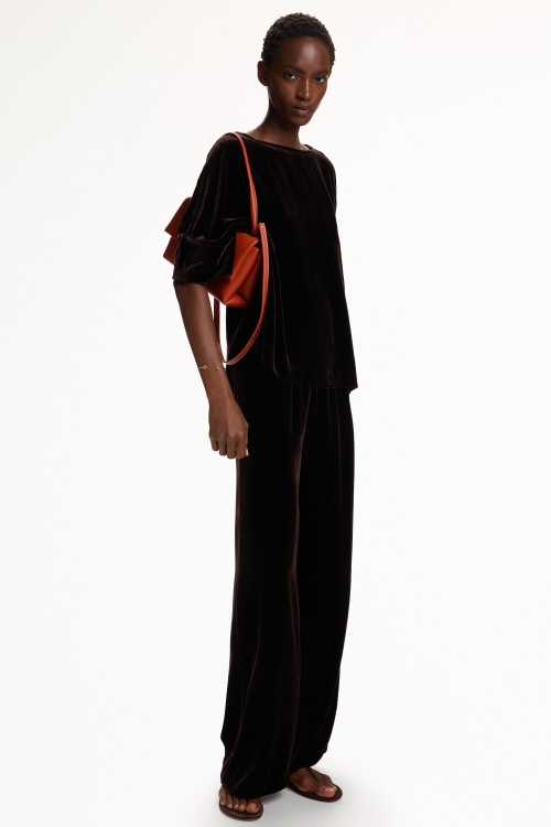 VELVET STRAIGHT-LEG PANTS