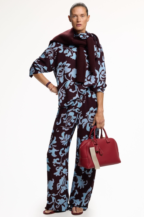 PRINT CREPÉ STRAIGHT-LEG PANTS