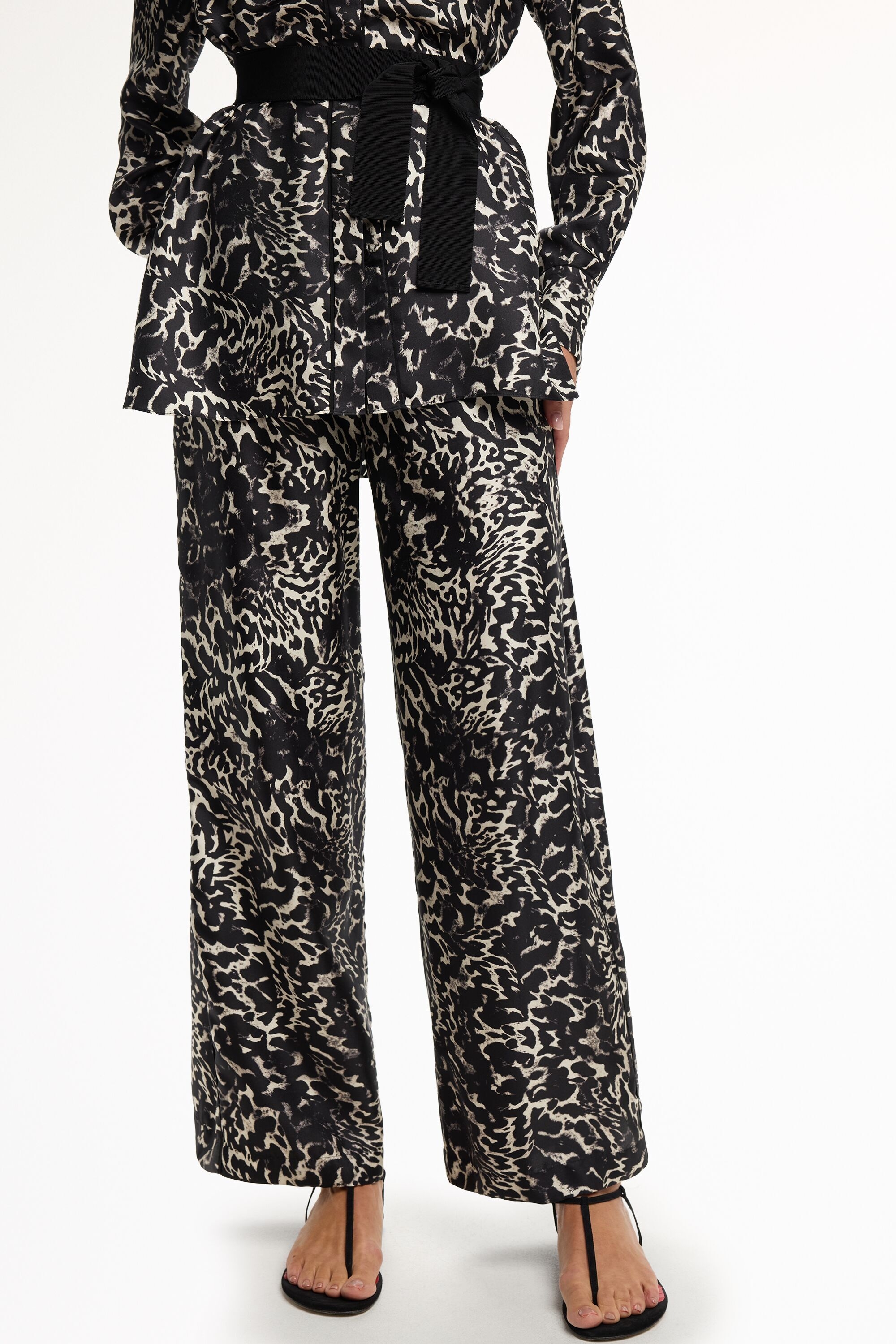 Print Silk Twill Pyjama-Style Pants