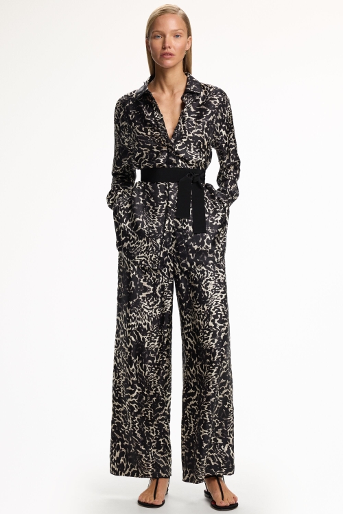 PRINT SILK TWILL PYJAMA-STYLE PANTS