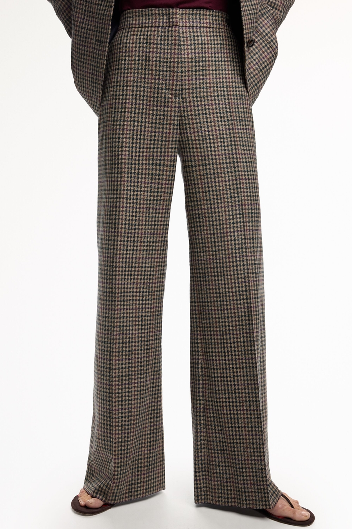 Harris Check Wool Straight-Leg Suit Pants