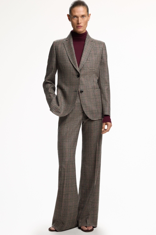 HARRIS CHECK WOOL STRAIGHT-LEG SUIT PANTS