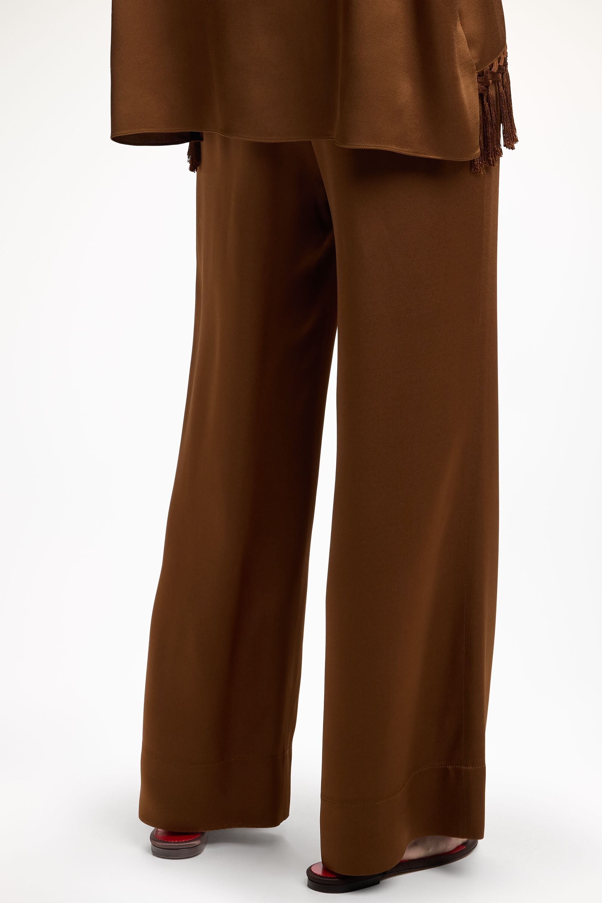 Satin Crepé Straight-Leg Long Pants brown - CH Carolina Herrera