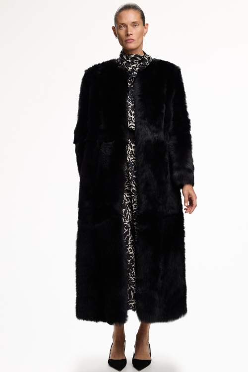 LAMBSKIN LEATHER REVERSIBLE LONG COAT