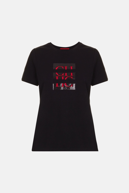 CAMISETA CH CON BORDADO Y LENTEJUELAS