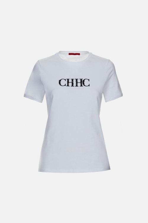 EMBROIDERED CH T-SHIRT WITH PEARLS