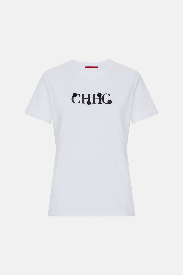 Embroidered CH T-Shirt with Flowers