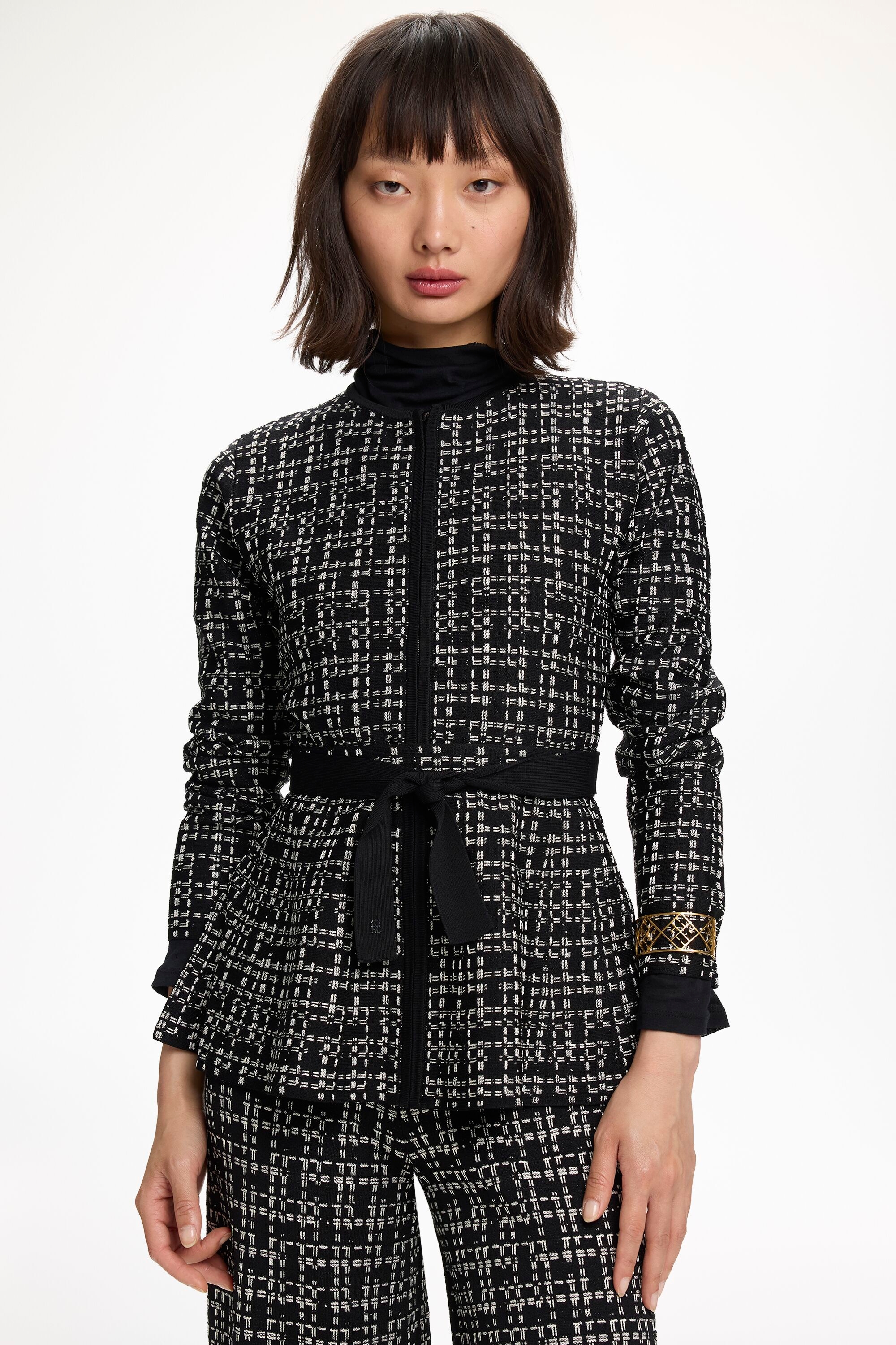 Jacquard Knit Peplum Jacket
