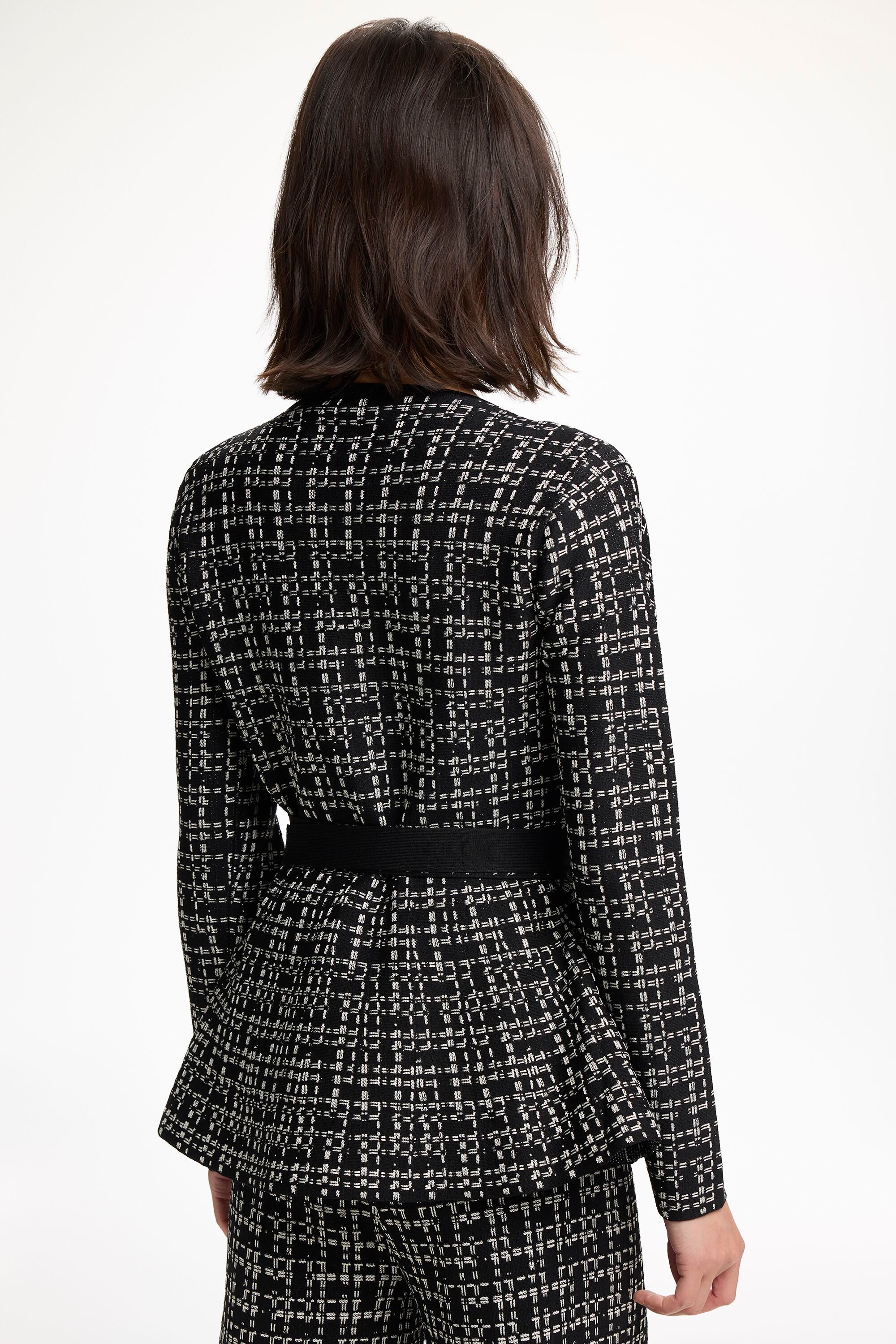 Jacquard Knit Peplum Jacket black/white - CH Carolina Herrera