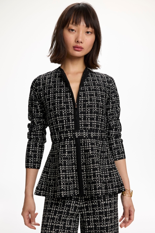 JACQUARD KNIT PEPLUM JACKET