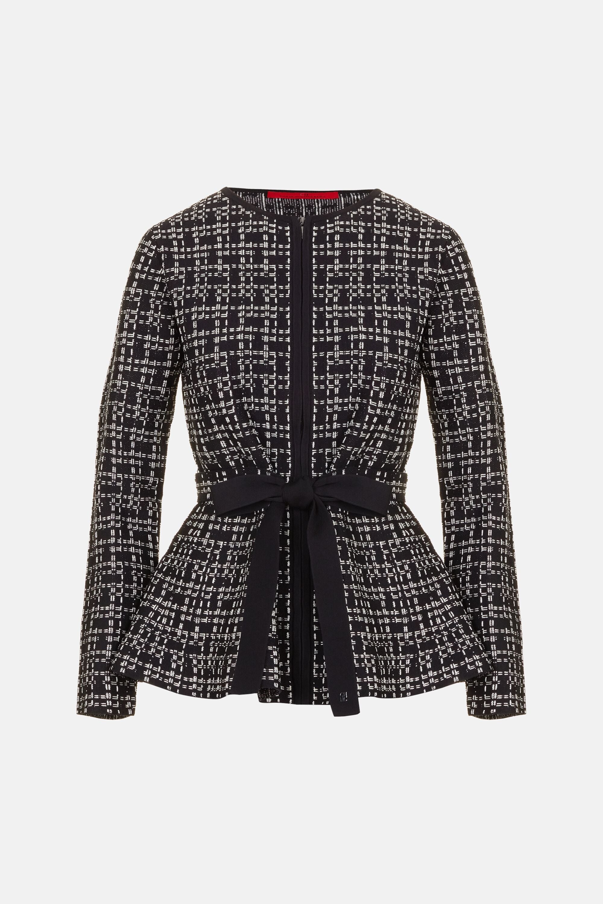 Jacquard Knit Peplum Jacket black/white - CH Carolina Herrera