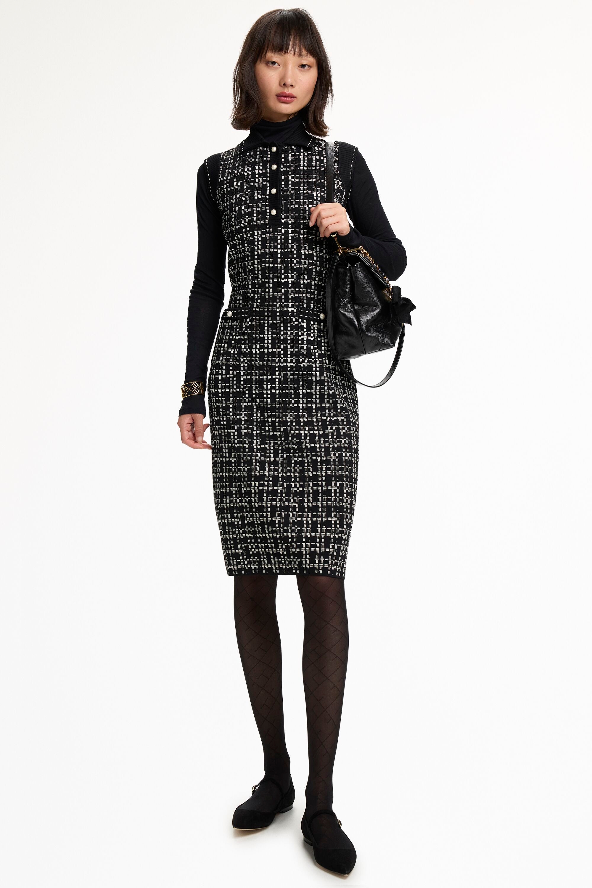 Jacquard Knit Fitted Dress