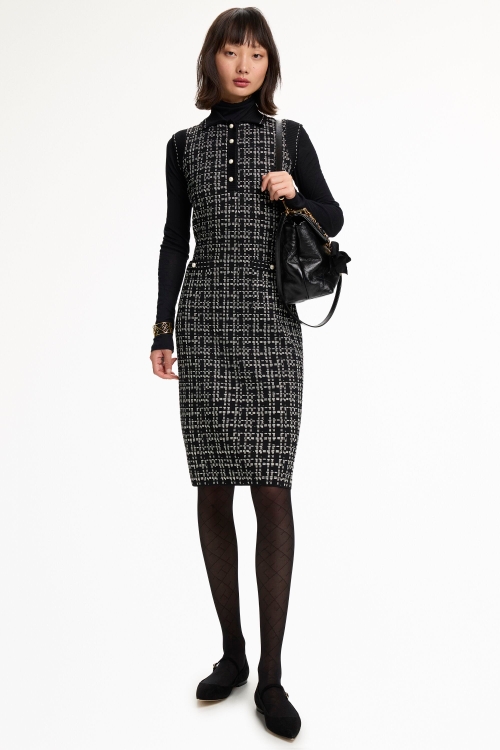 JACQUARD KNIT FITTED DRESS