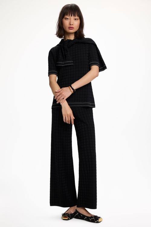 TEXTURED KNIT STRAIGHT-LEG PANTS