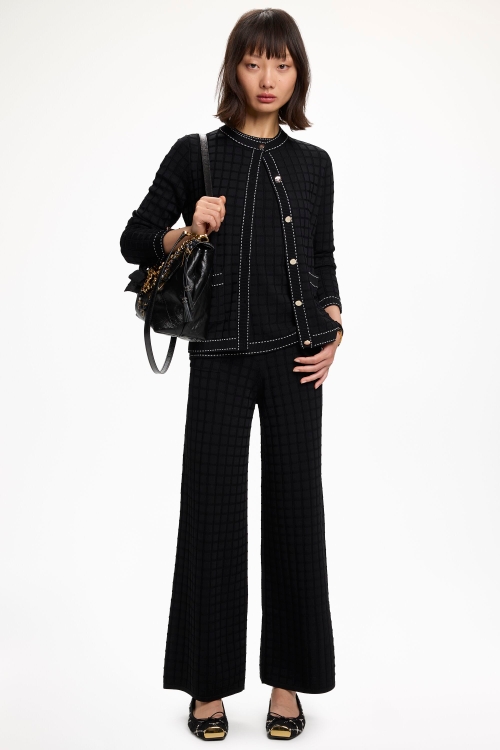 TEXTURED KNIT STRAIGHT-LEG PANTS