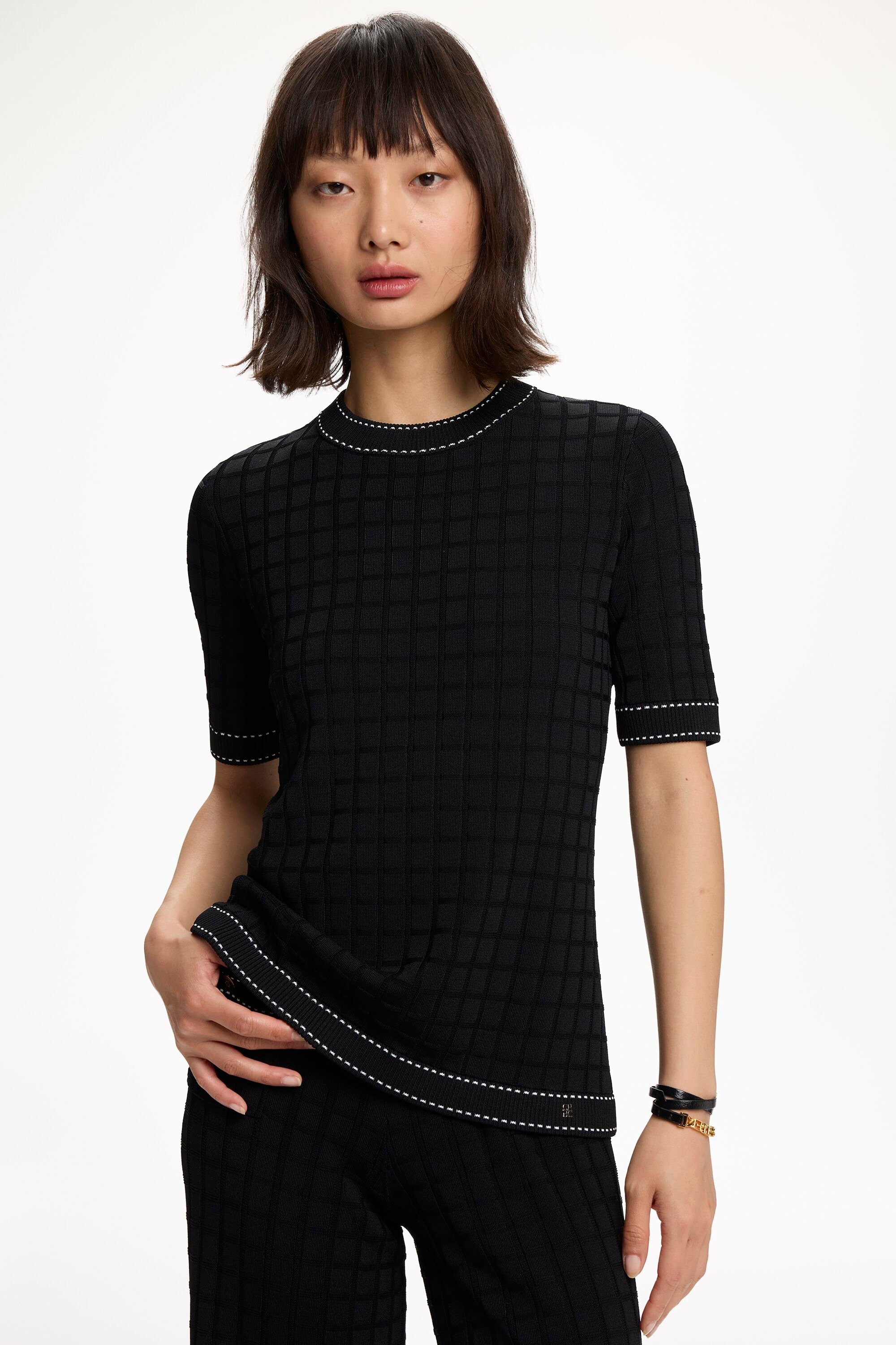 Textured Knit Fitted Top