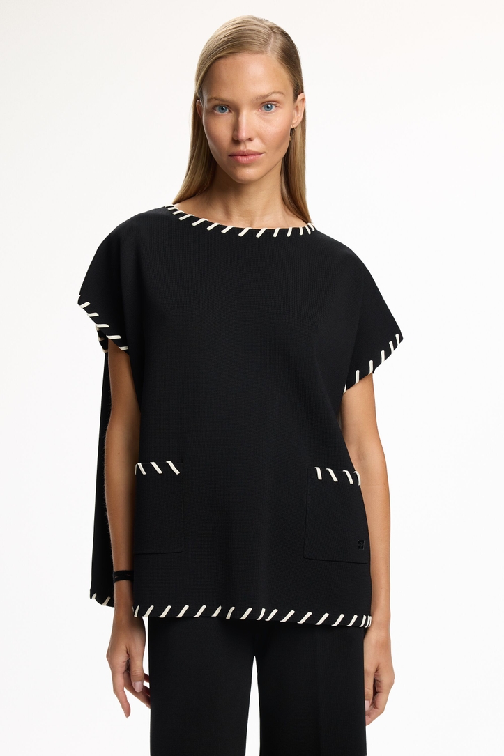 Knit Oversize Top with Contrasting Details