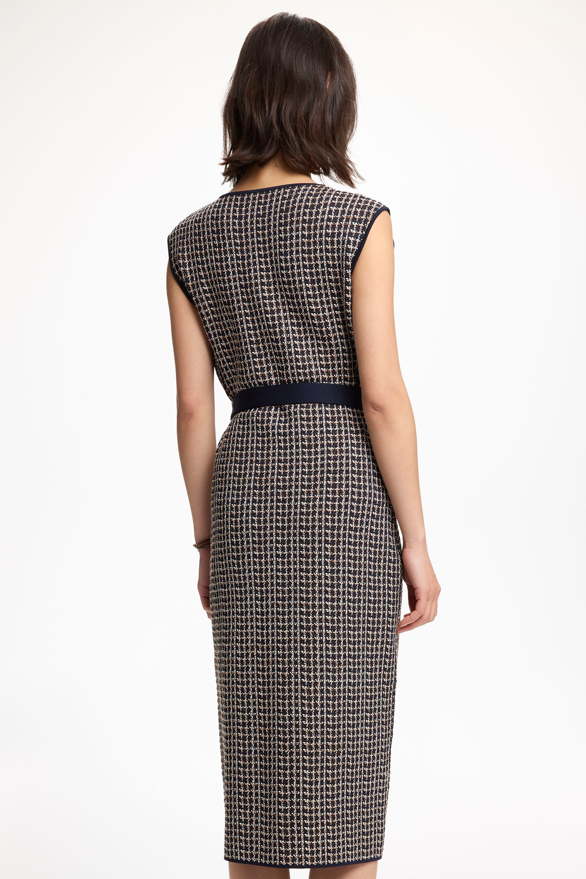 KCH CAROLINA HERRERAワンピース Jacquard Fitted Dress navy/ecru - CH Carolina Herrera United States