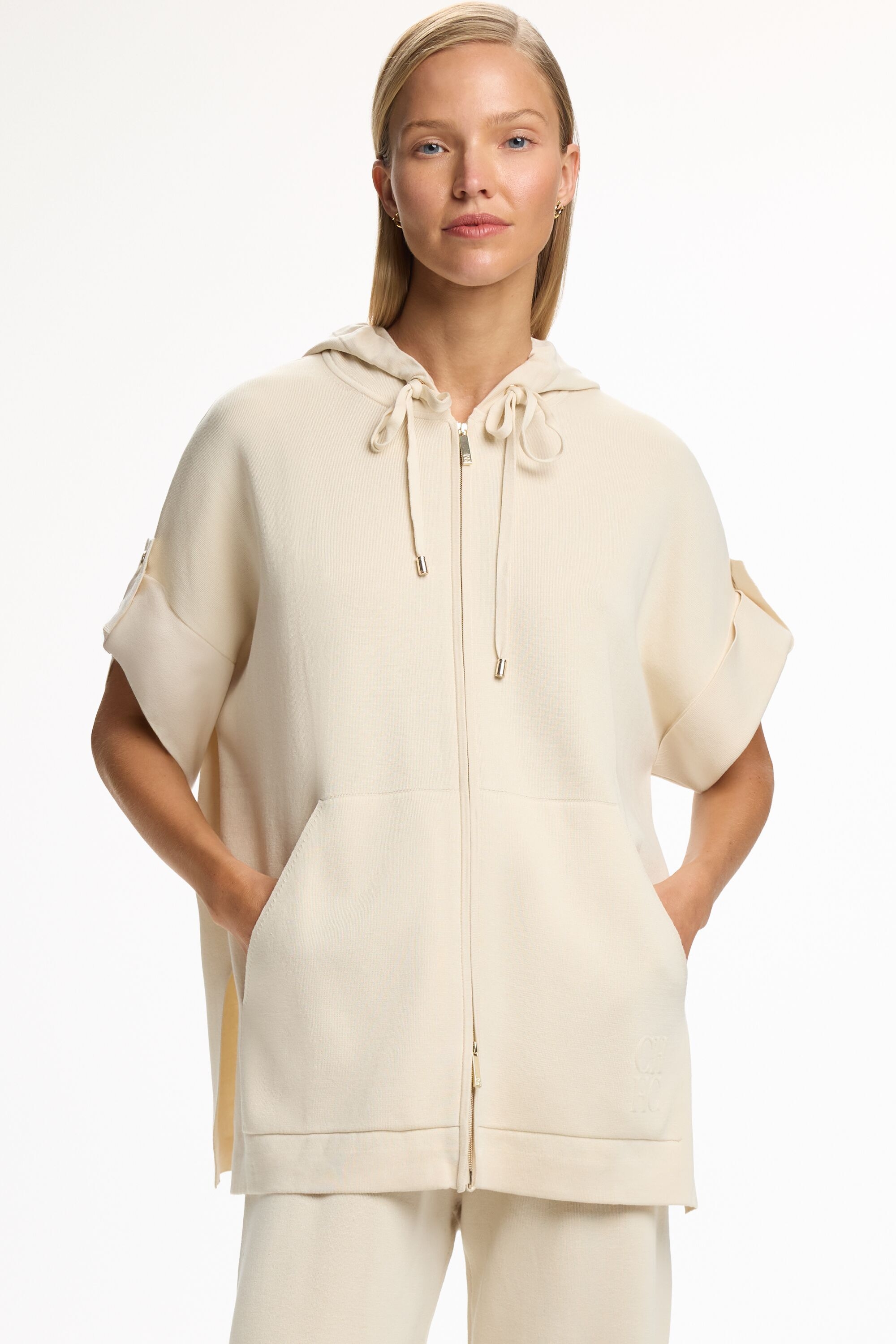 Hooded Double-Faced Knit Poncho