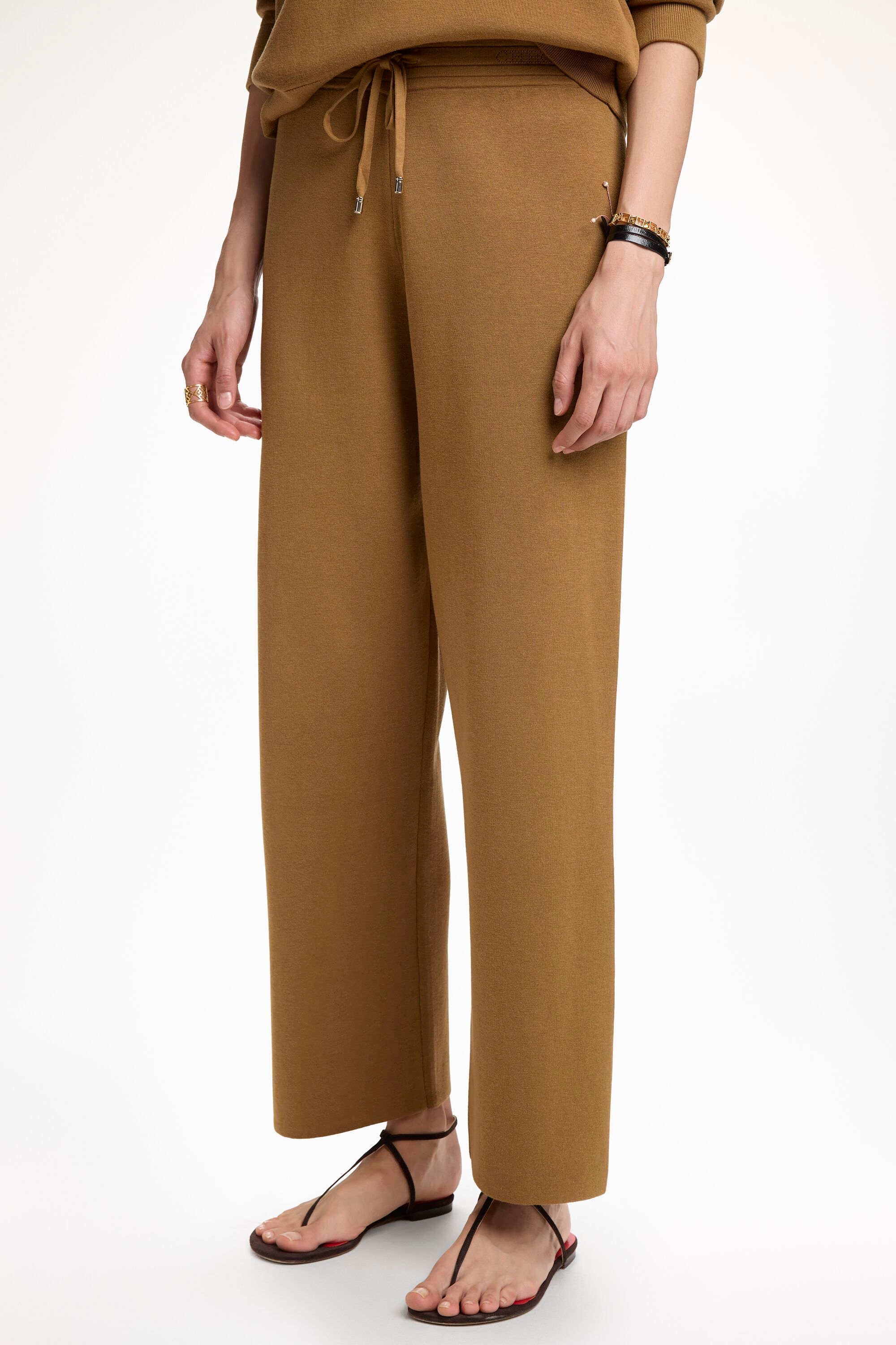 Double-Faced Knit Straight-Leg Pants - CAMEL
