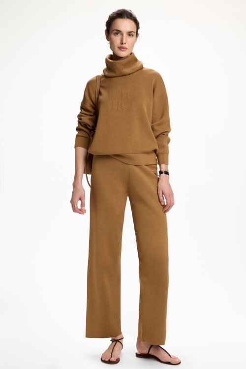 DOUBLE-FACED KNIT STRAIGHT-LEG PANTS