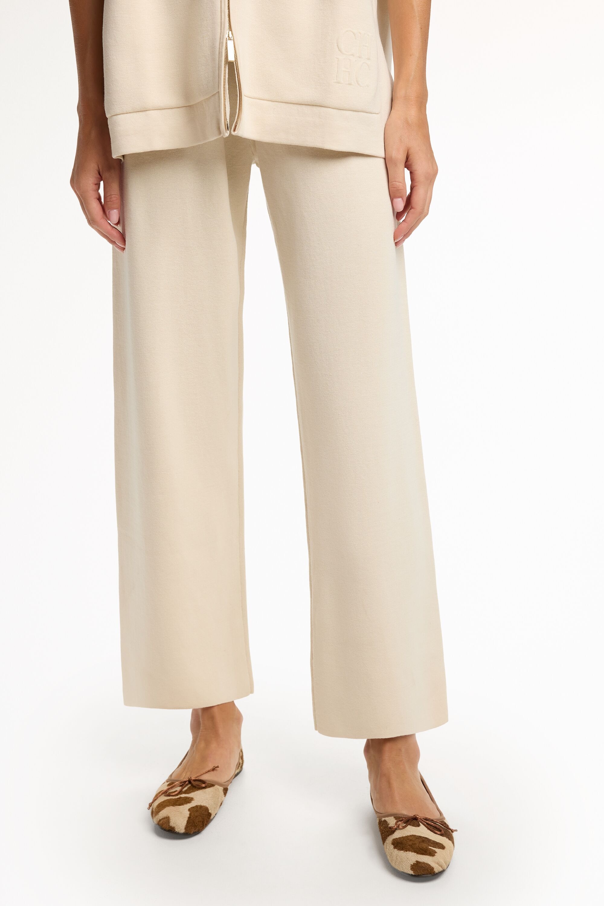 Double-Faced Knit Straight-Leg Pants