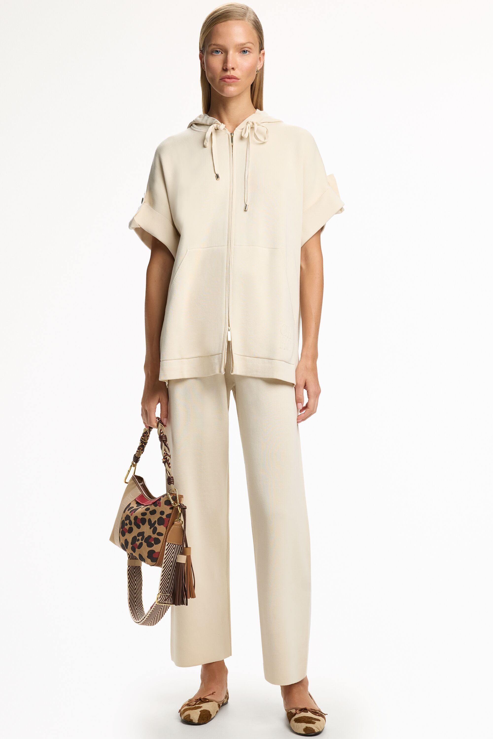 Double-Faced Knit Straight-Leg Pants ivory - CH Carolina Herrera