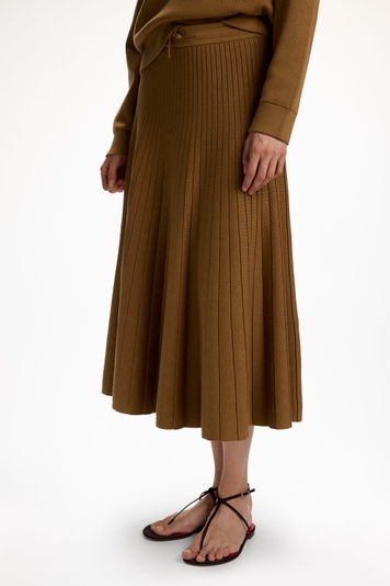 Double-Faced Knit Pleated Skirt