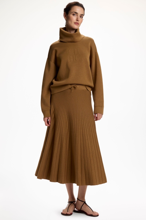DOUBLE-FACED KNIT PLEATED SKIRT