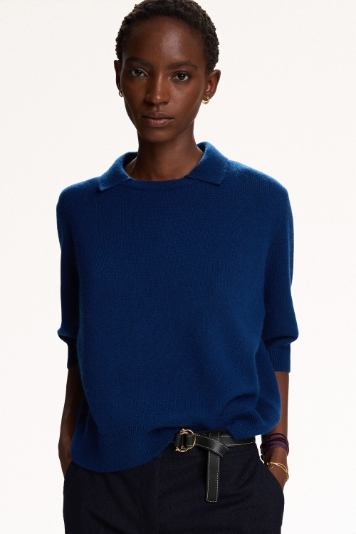 CASHMERE POLO-COLLAR SWEATER