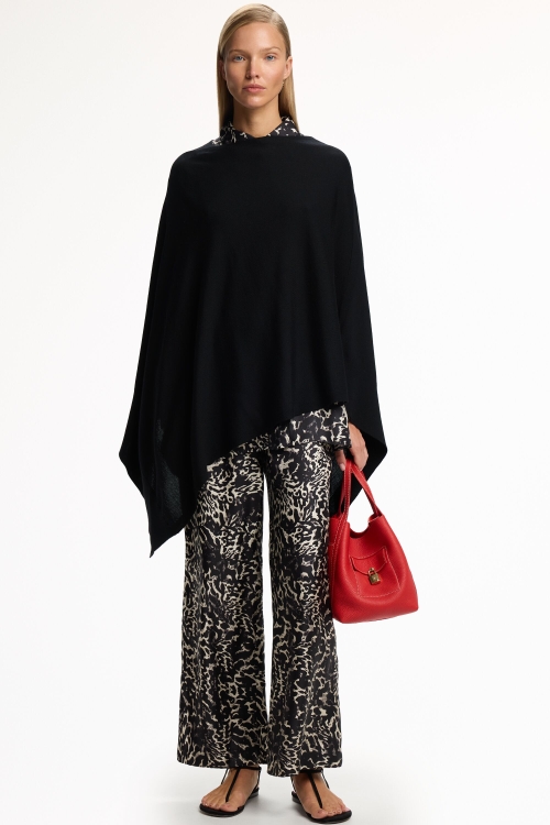 MERINO WOOL KNIT ASYMMETRIC CAPE
