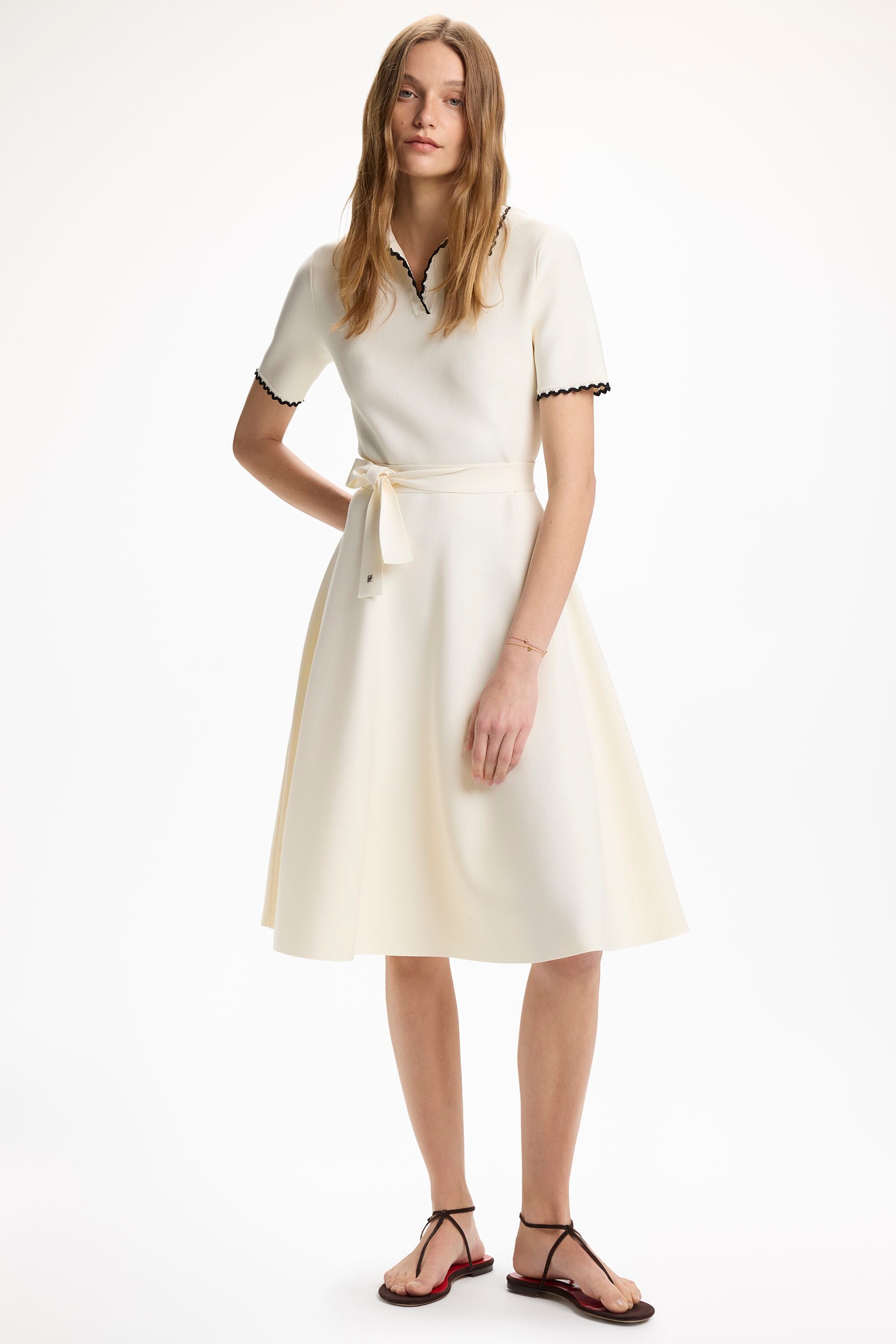 Jacquard Knit Dress - IVORY