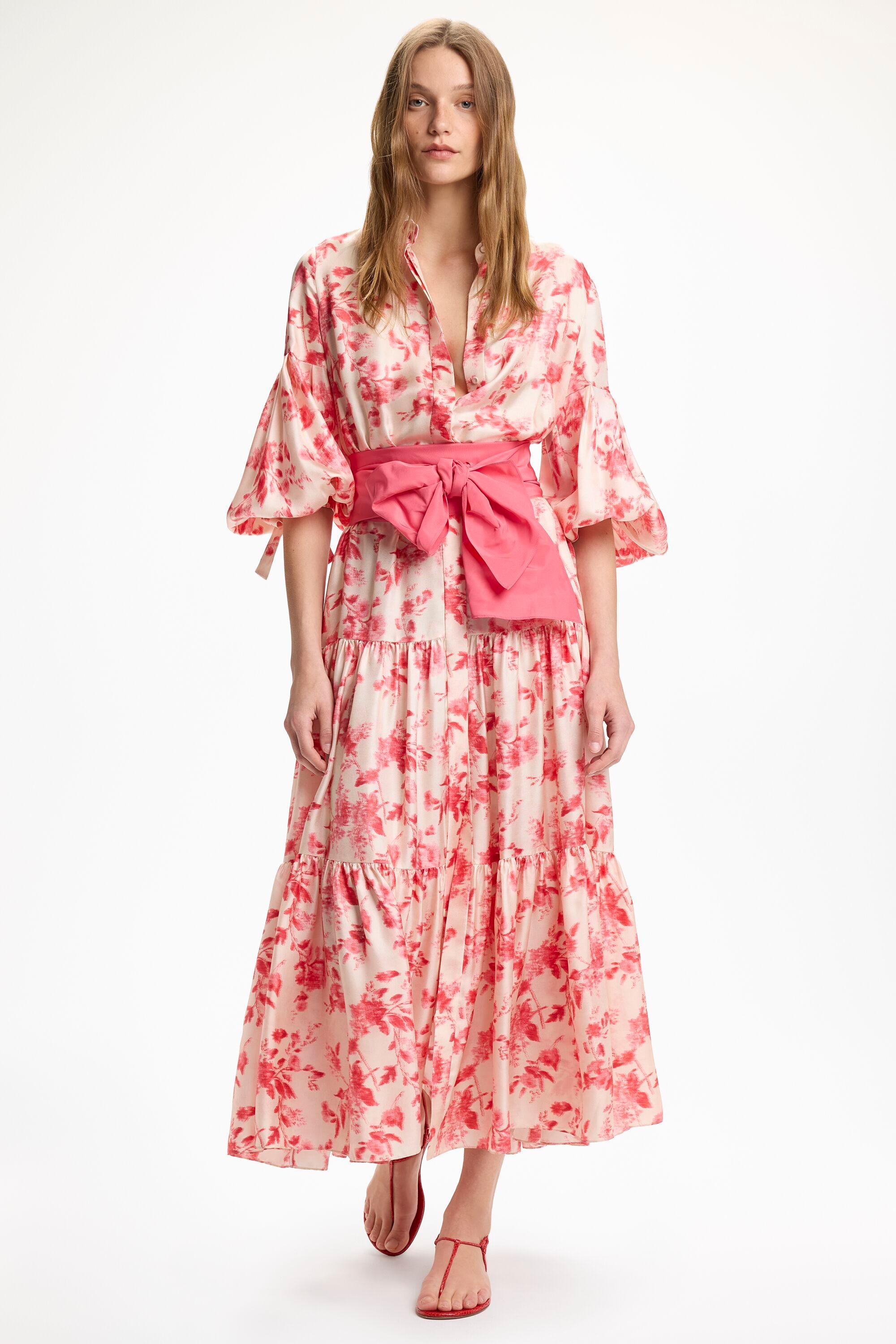 Print Silk Twill Shirt Dress