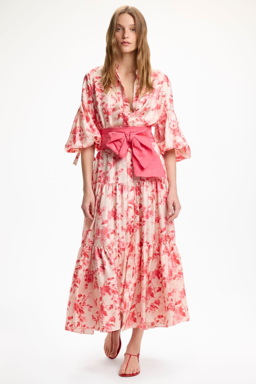 PRINT SILK TWILL SHIRT DRESS