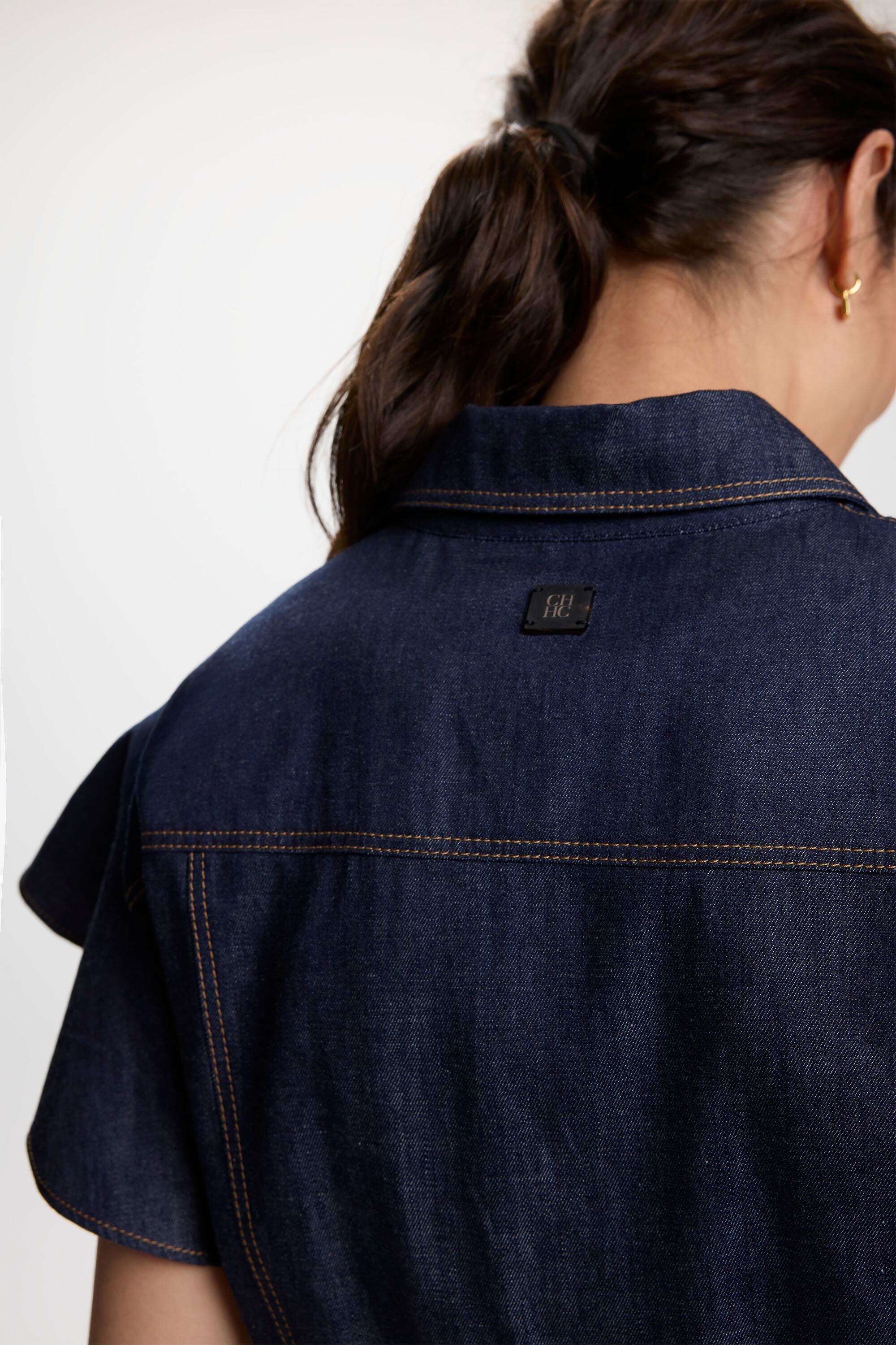 house of herrera denim dress Carolina Herrera Seamed Denim Button-Front Shirtdress - Meghan Markle Dresses