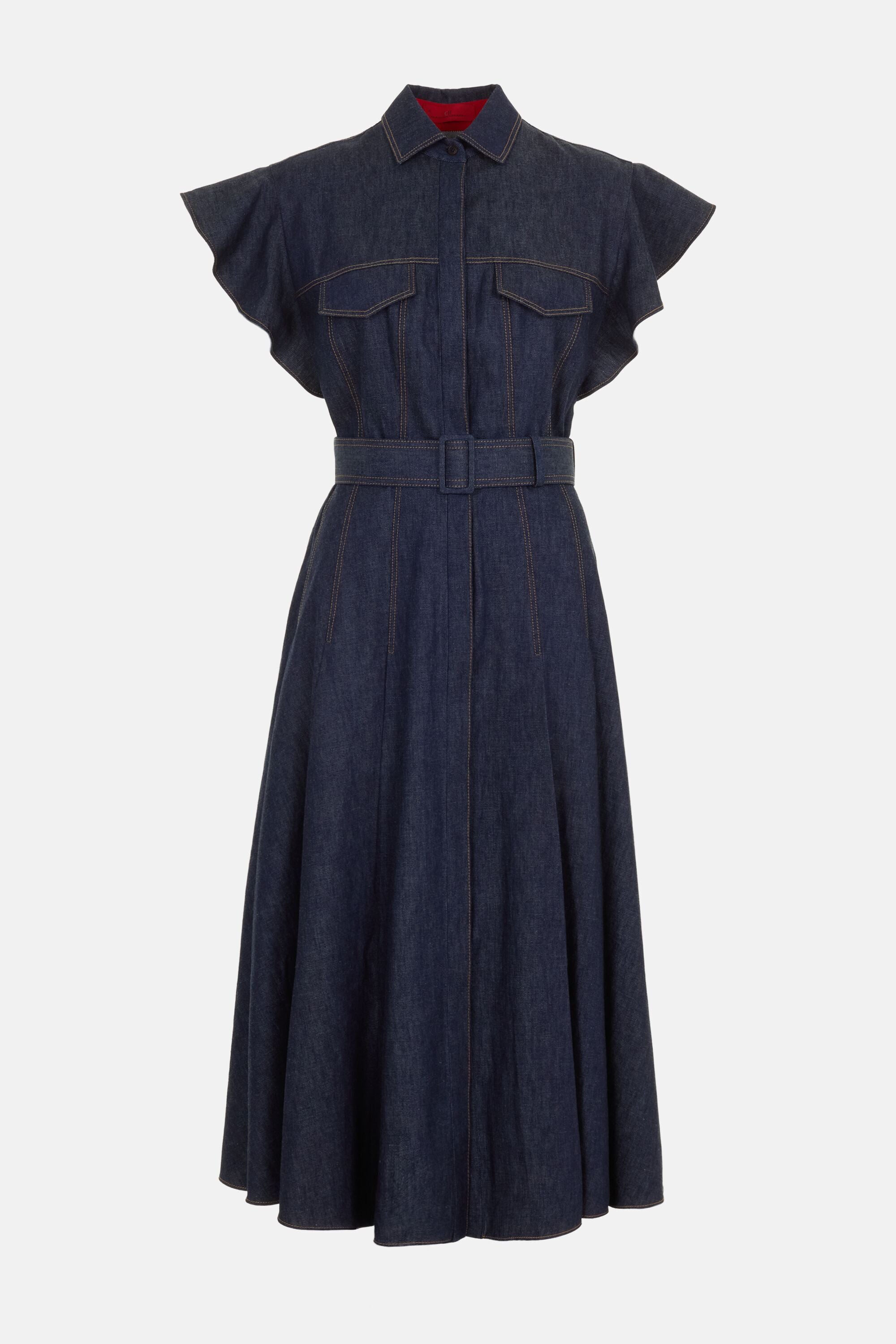 house of herrera denim dress Carolina Herrera Seam and Belt Detailed Denim Dress UFO No More