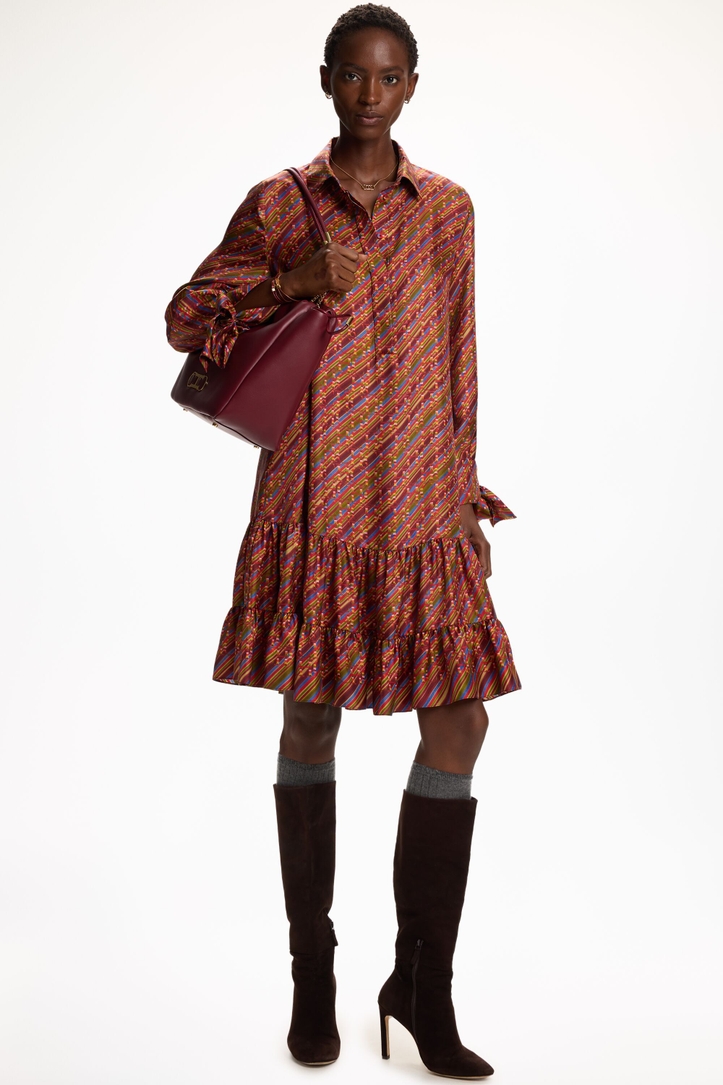 Print Silk Twill A-Line Dress