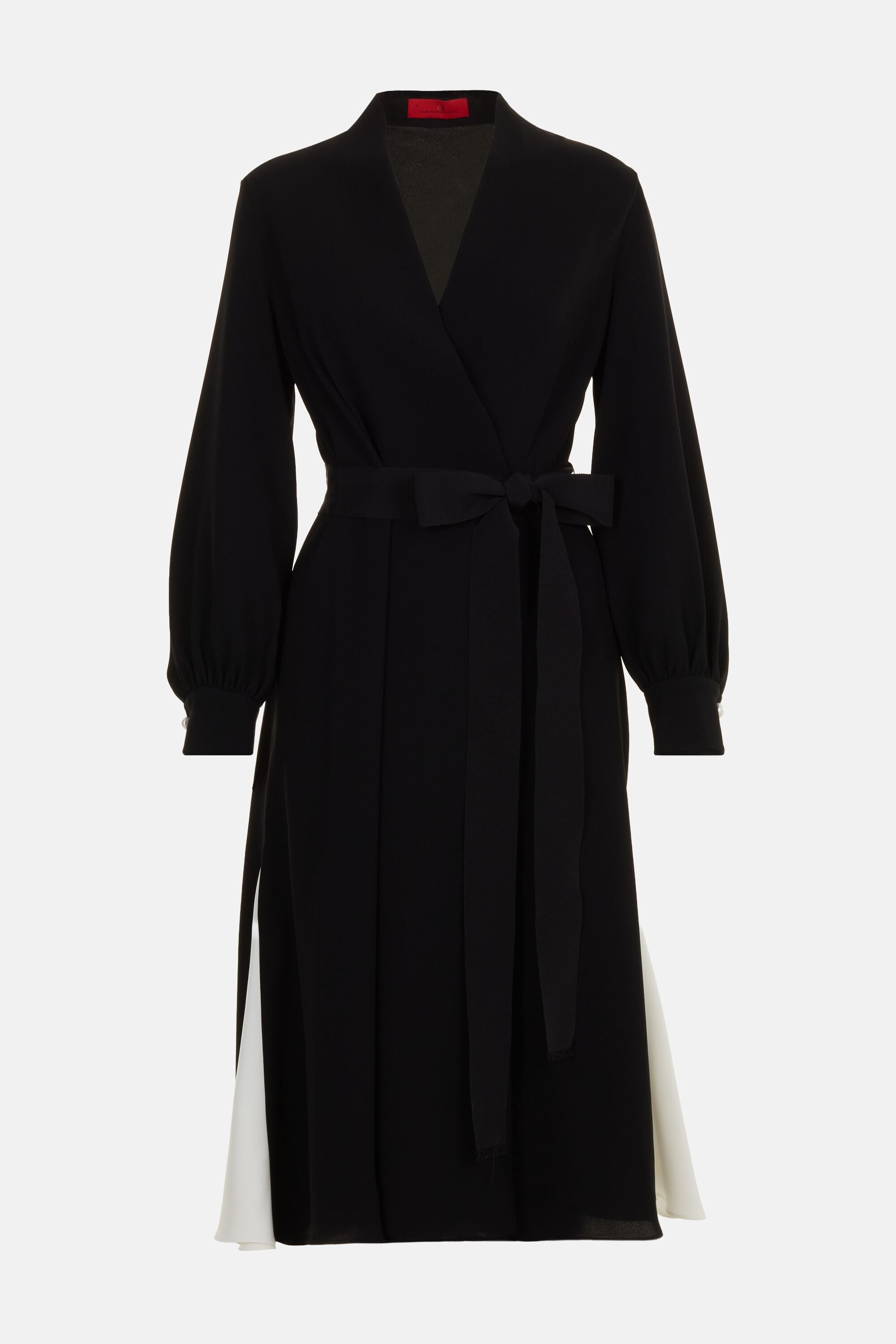 Crepé Wrap Dress black/ivory