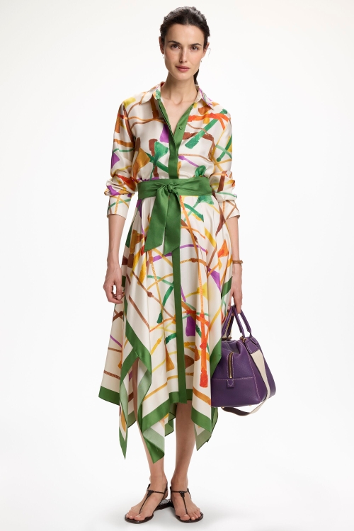 VESTIDO CAMISERO DE TWILL DE SEDA ESTAMPADO FUSTA INSIGNIA