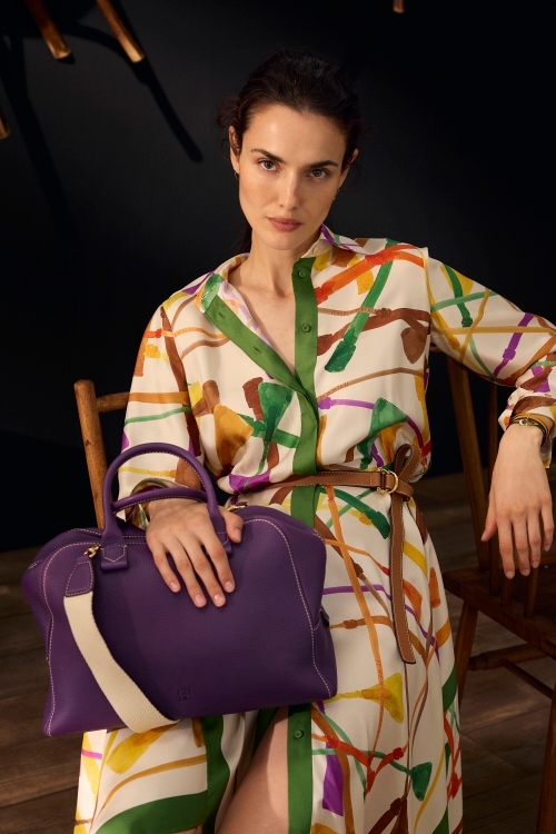 FUSTA INSIGNIA PRINT SILK TWILL SHIRT DRESS