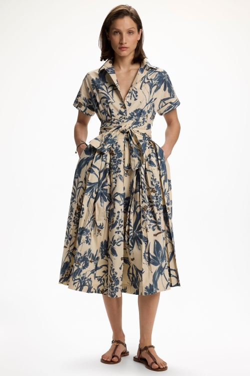 VESTIDO CAMISERO DE POPELÍN ESTAMPADO
