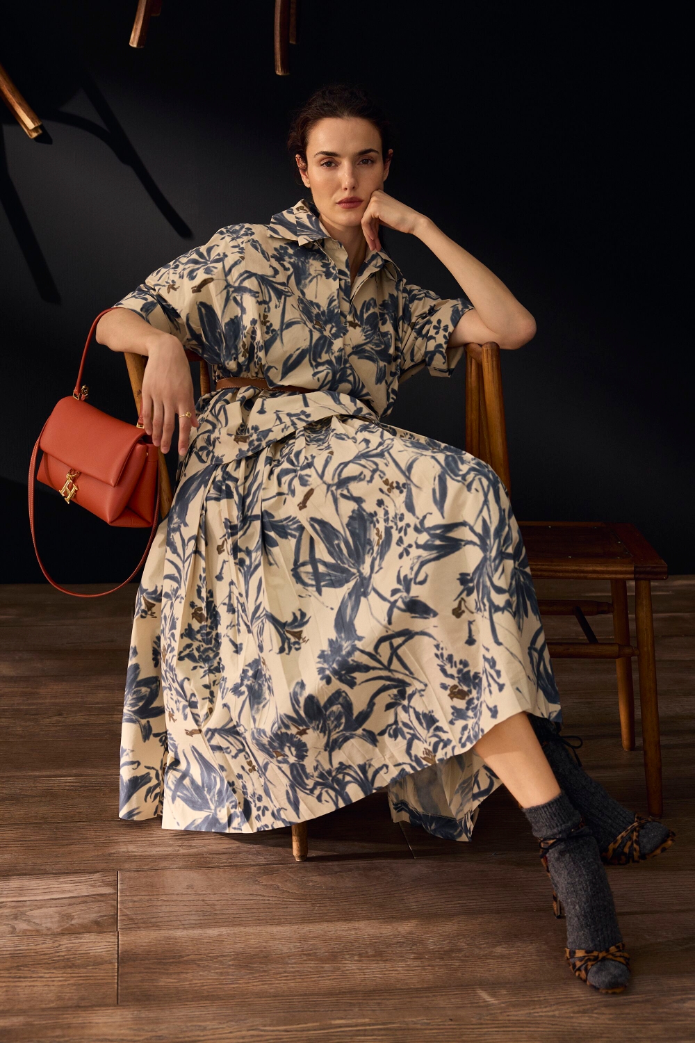 PRINT POPLIN SHIRT DRESS