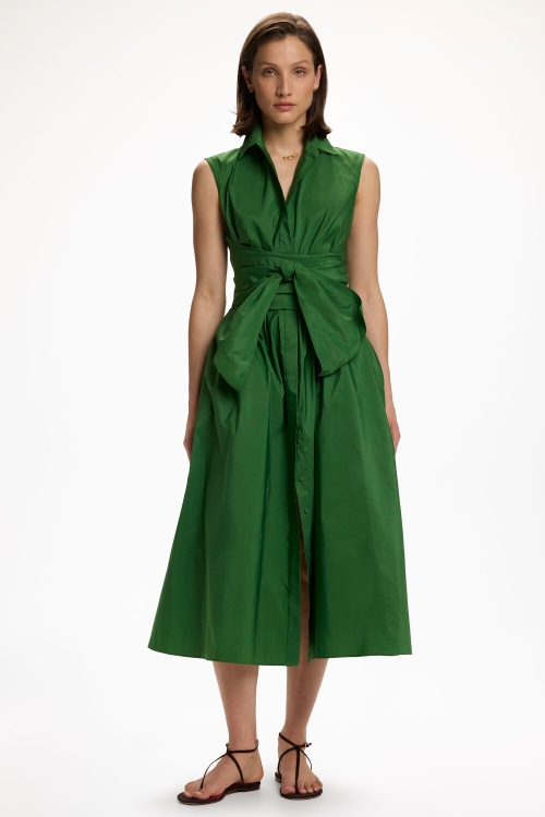 VESTIDO CAMISERO DE TAFETA SIN MANGAS