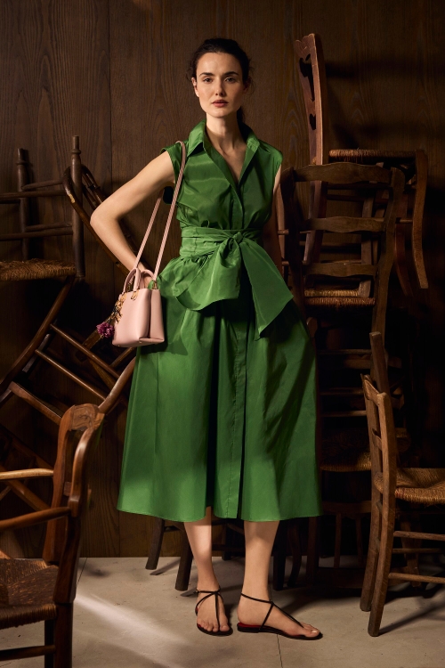 SLEEVELESS TAFFETA SHIRT DRESS