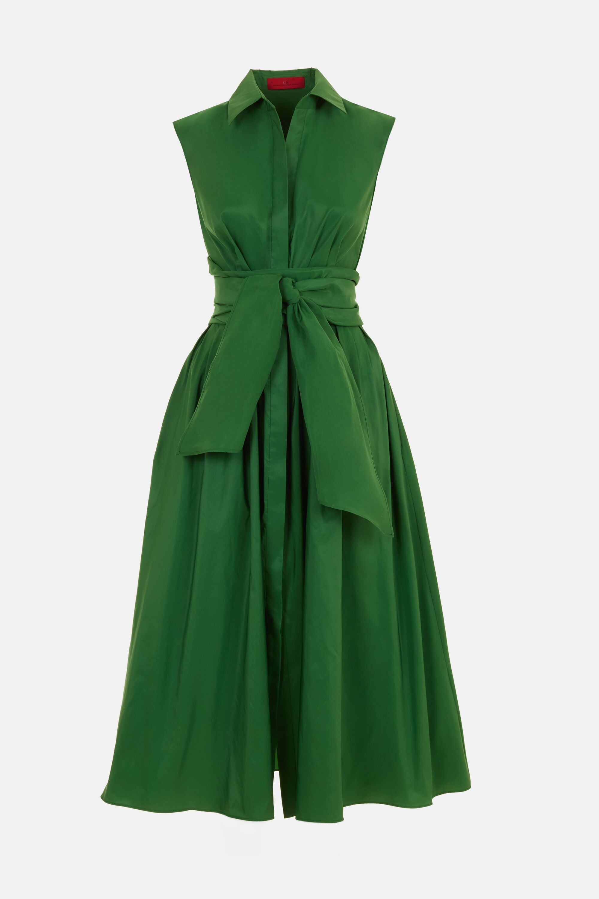 carolina herrera green shirt dress Sleeveless Taffeta Shirt Dress green