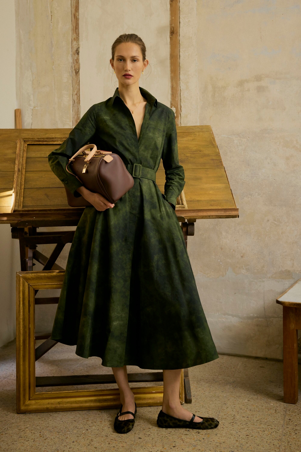 PRINT POPLIN SHIRT DRESS