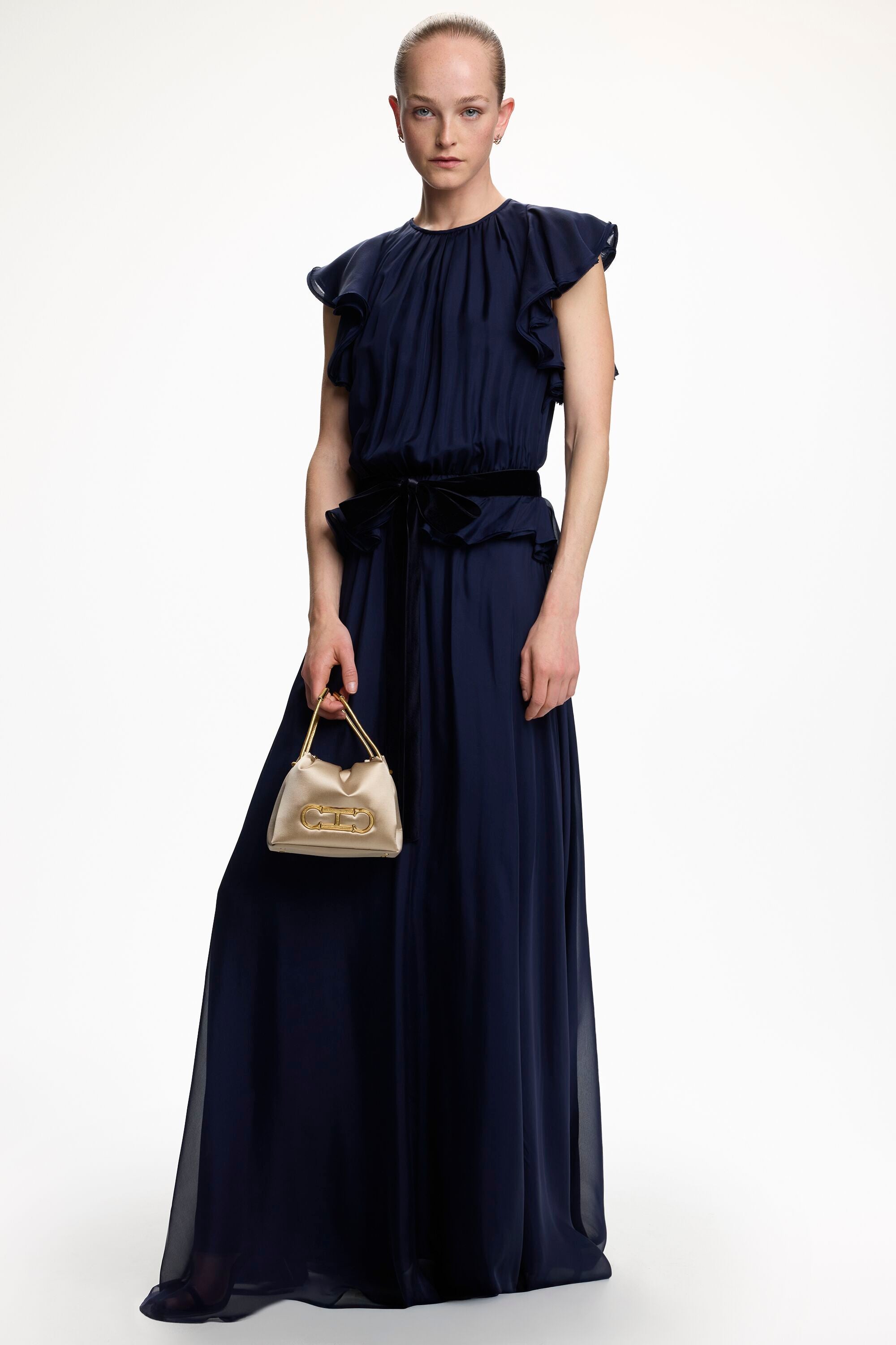 navy blue chiffon maxi dress Love You So Navy Long Sleeve Maxi Dress